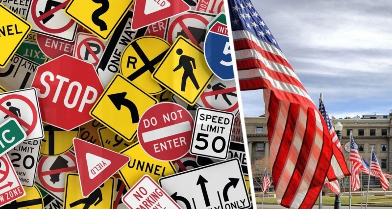 Российский турист в Америке был удивлен тотальному засилью одного дорожного знака на дорогах США
