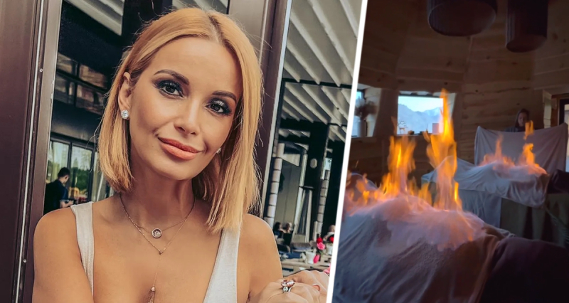 Российскую телеведущую в бикини подожгли на Алтае: ВИДЕО